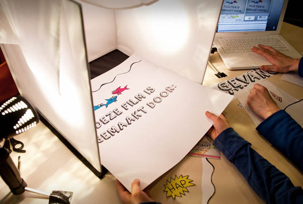Décor vanL stop motion animatie gemaakt door kinderen op het GoShort festival
