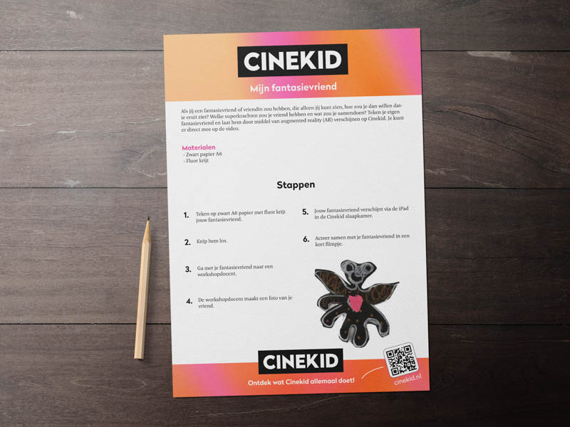 FS_Mock-up_Mijnfantasievriend_stappen Werkblad voor ontwerpen van een fantasiewezen dat via AR direct in de kamer verschijnt.